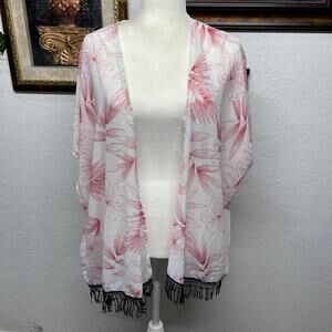 Extra Belleza Women’s Red/Pink Toned & White Sheer Cardigan Imported From Mexico